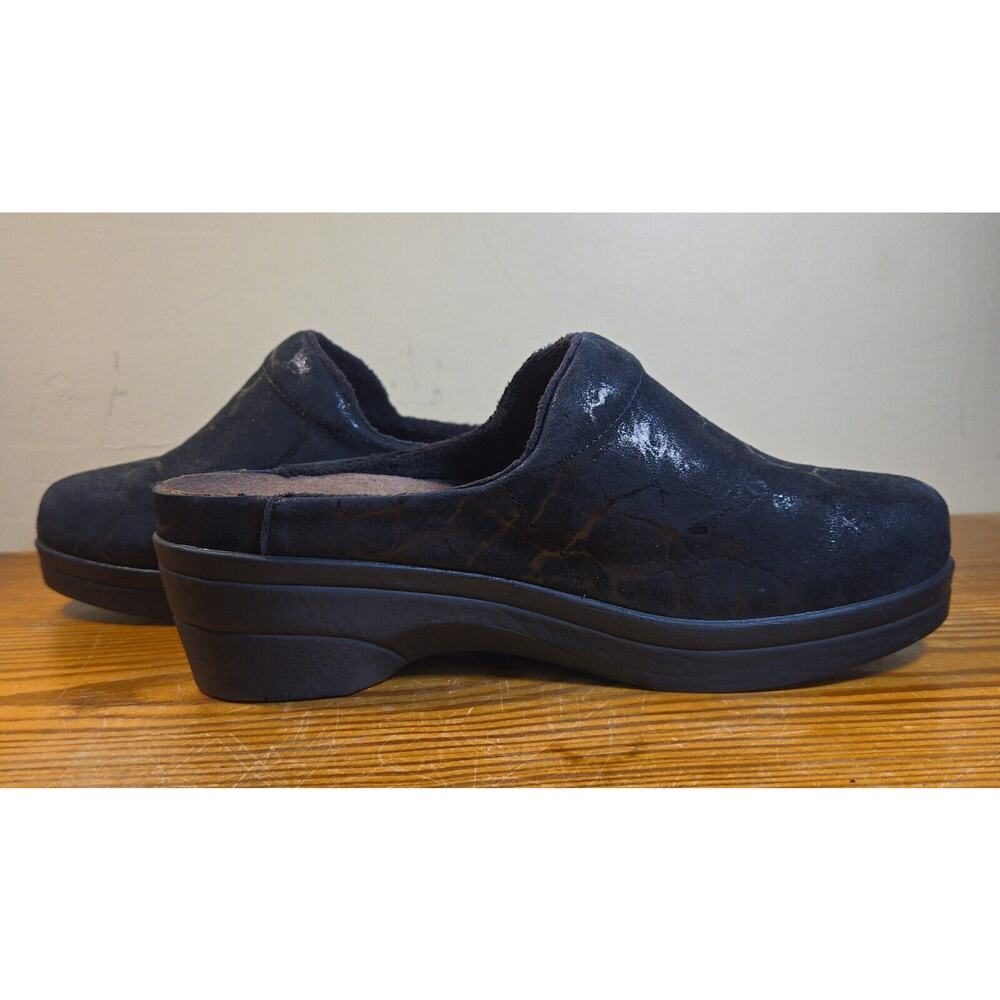 Women’s 5.5 36 Mephisto Metallic Black Satty Nubuck Suede Clogs Mules Slip Ons - Picture 3 of 6